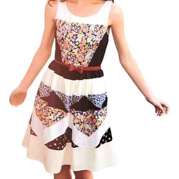 Anthropologie Leifnotes Dress Women's 4 Multicolor Patchwork Quilt Retro Cottage - Picture 2 of 6